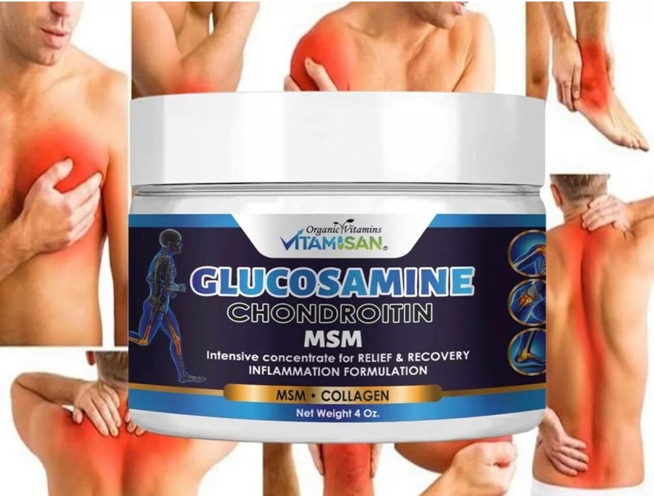 Organic Glucosamine & Chondroitin Cream with MSM, Arnica, & Collagen - Natural Joint & Muscle Support for Men and Women