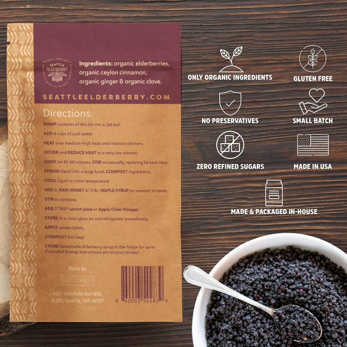 Organic Gluten-Free Herbal Supplement Syrup DIY Kit - Small Batch, Immune-Boosting Formula with Organic Ingredients - Made in USA - 4oz