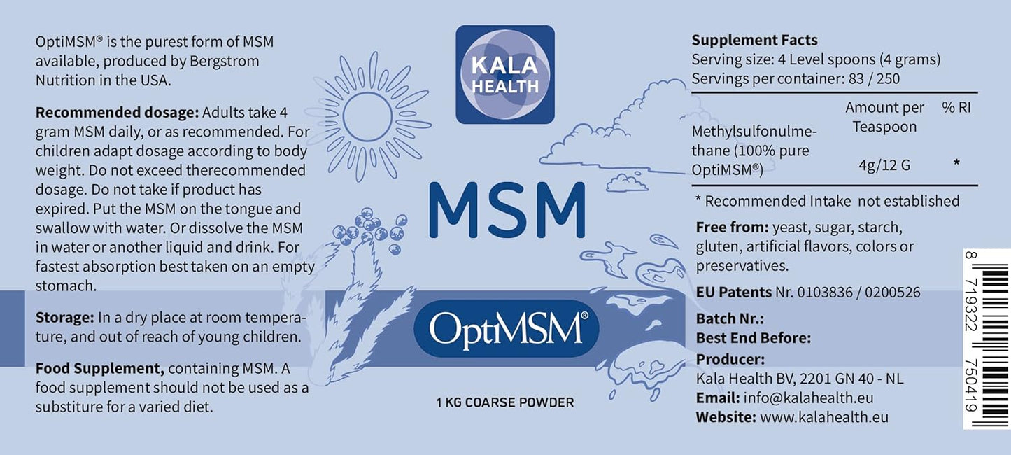 Organic Gluten-Free OptiMSM Powder - Non-GMO Sulfur Crystals for Kids & Adults - 1Kg - BoostGo Australia
