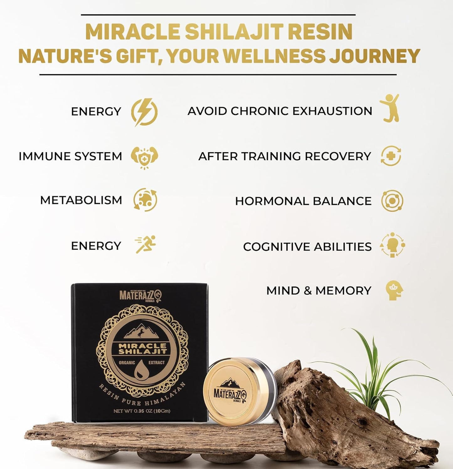Organic Gold Grade Himalayan Shilajit Resin 10g (1 Pack) - Rich in 85+ Trace Minerals and Fulvic Acid - Promotes Vitality and Wellness for Men and Women