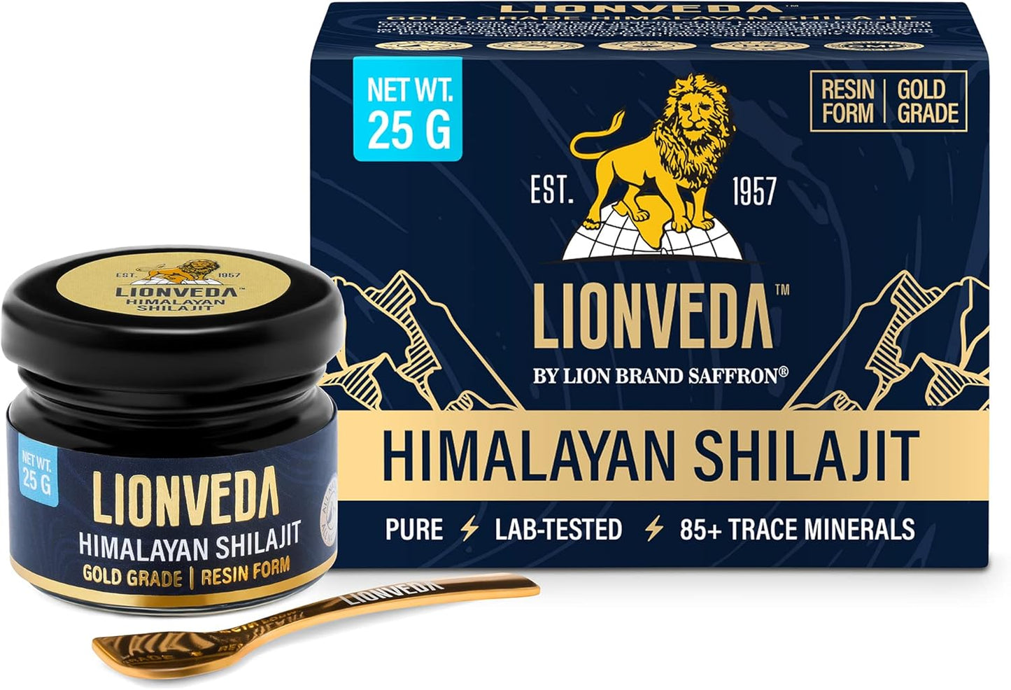 Organic Gold Grade Himalayan Shilajit Resin: 85+ Trace Minerals & Fulvic Acid for Energy & Immune Support - Lab-tested Supplement (50 Servings/25g)