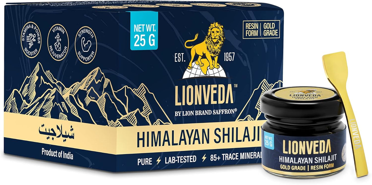 Organic Gold Grade Himalayan Shilajit Resin: 85+ Trace Minerals & Fulvic Acid for Energy & Immune Support - Lab-tested Supplement (50 Servings/25g)