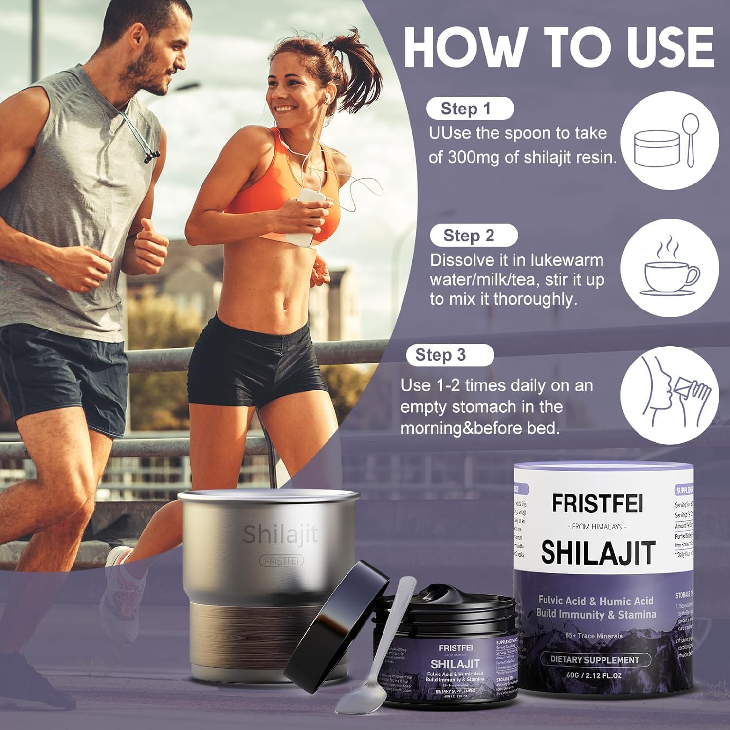 Organic Gold Grade Himalayan Shilajit Resin with 85+ Trace Minerals for Men & Women - 60g