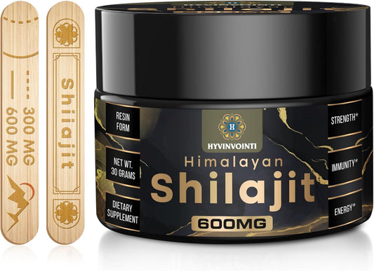 Organic Gold Grade Shilajit Resin 600mg - Pure Himalayan Shilajit for Energy & Immune Support - Rich in Fulvic Acid & Trace Minerals - 1 Pack