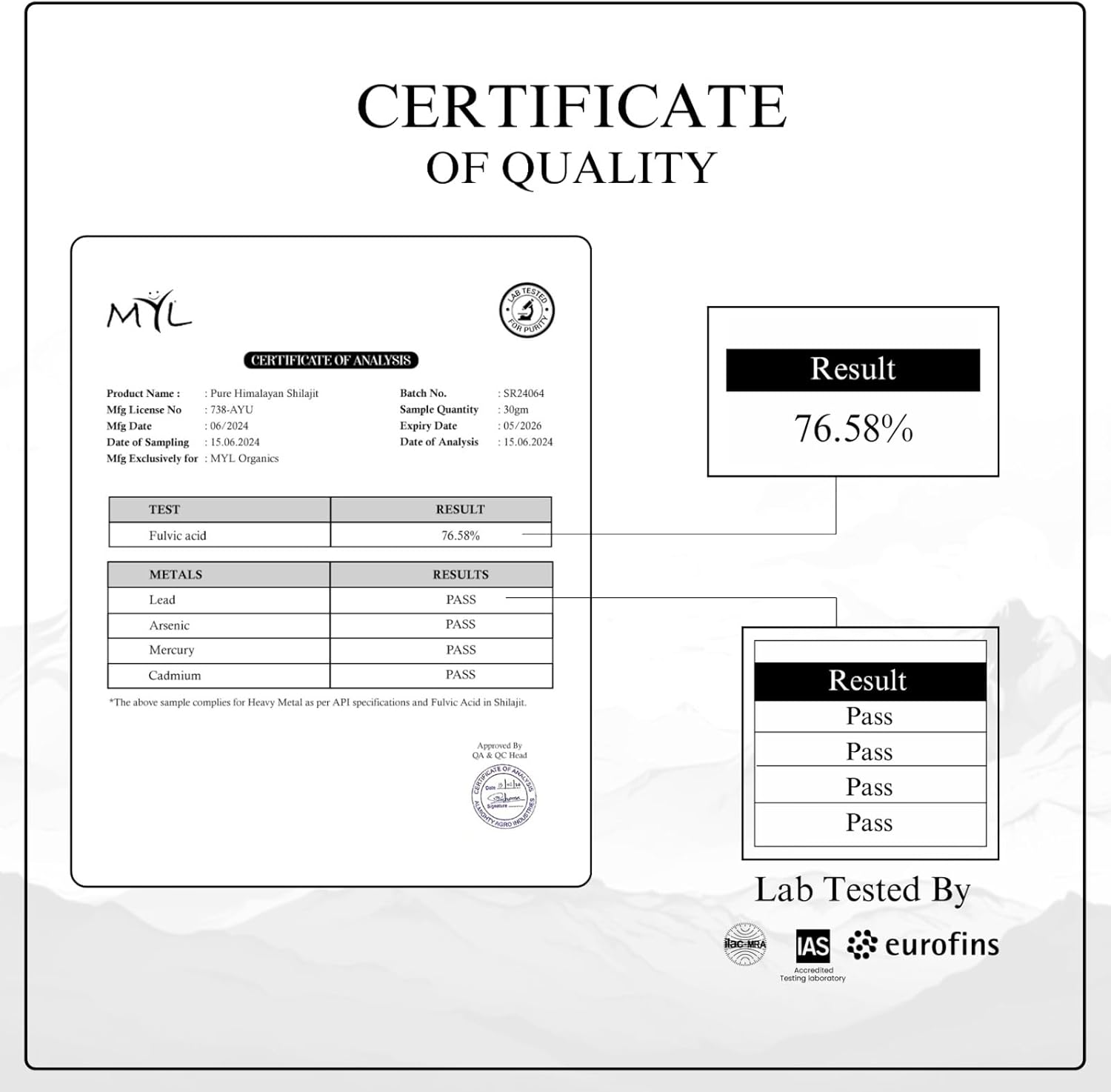 Organic Gold Grade Shilajit Resin for Energy & Vitality - 85+ Minerals, Fulvic Acid - 75 Servings