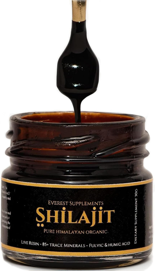 Organic Gold Grade Shilajit Resin for Men - 500mg Maximum Potency - 85 Trace Minerals - Energy & Immune Support - 30g