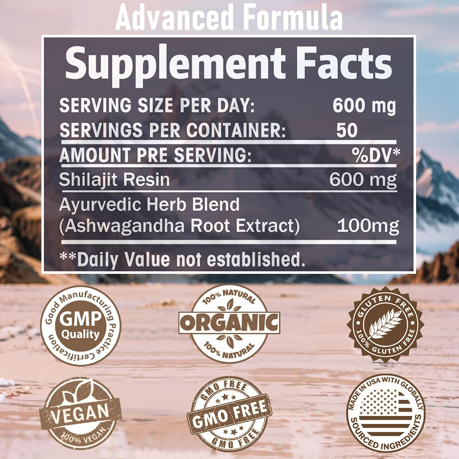 Organic Gold Grade Shilajit Resin with Ayurvedic Herbs - High Potency Energy & Immunity Booster, 30g