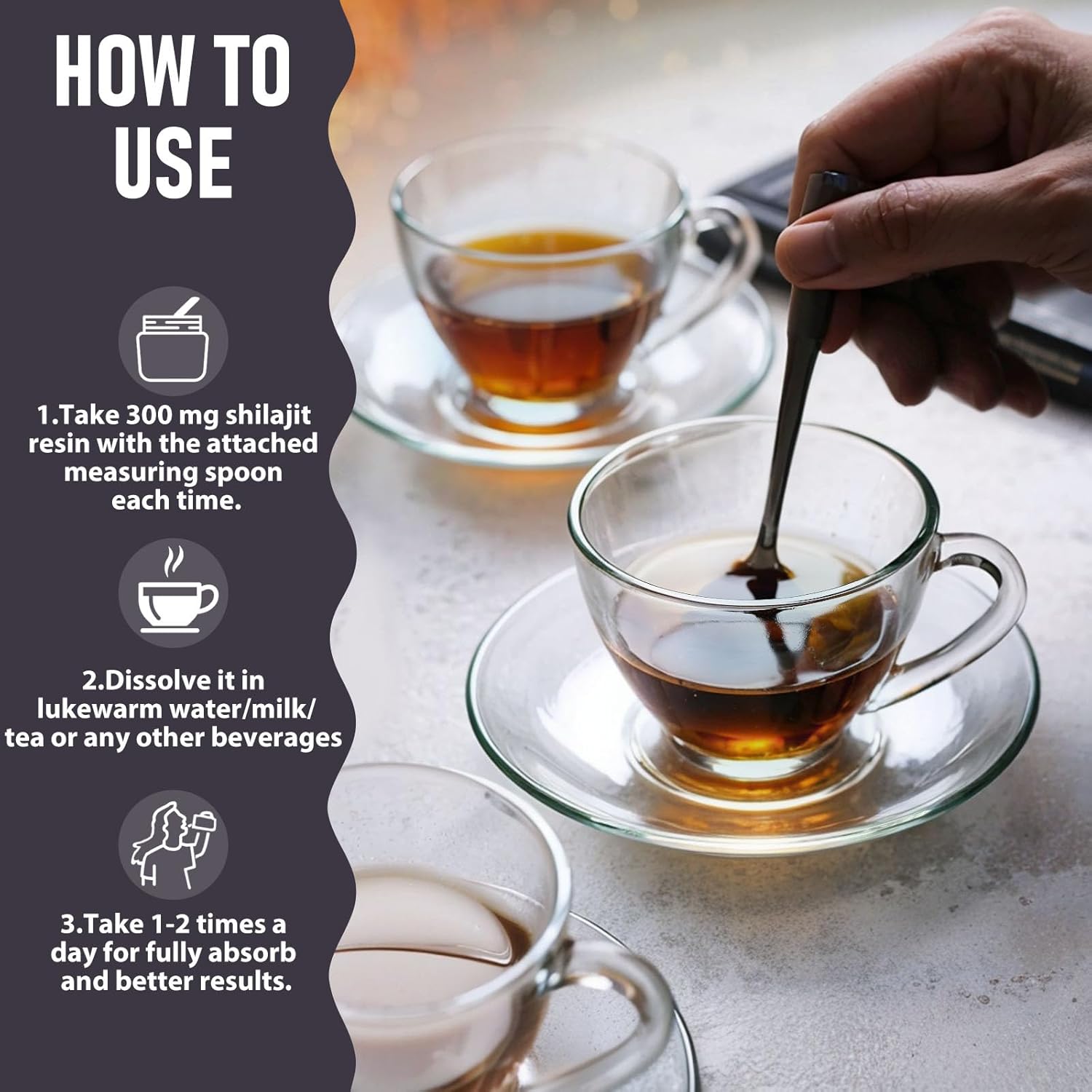 Organic Gold Grade Shilajit Resin with Ayurvedic Herbs - High Potency Energy & Immunity Booster, 30g