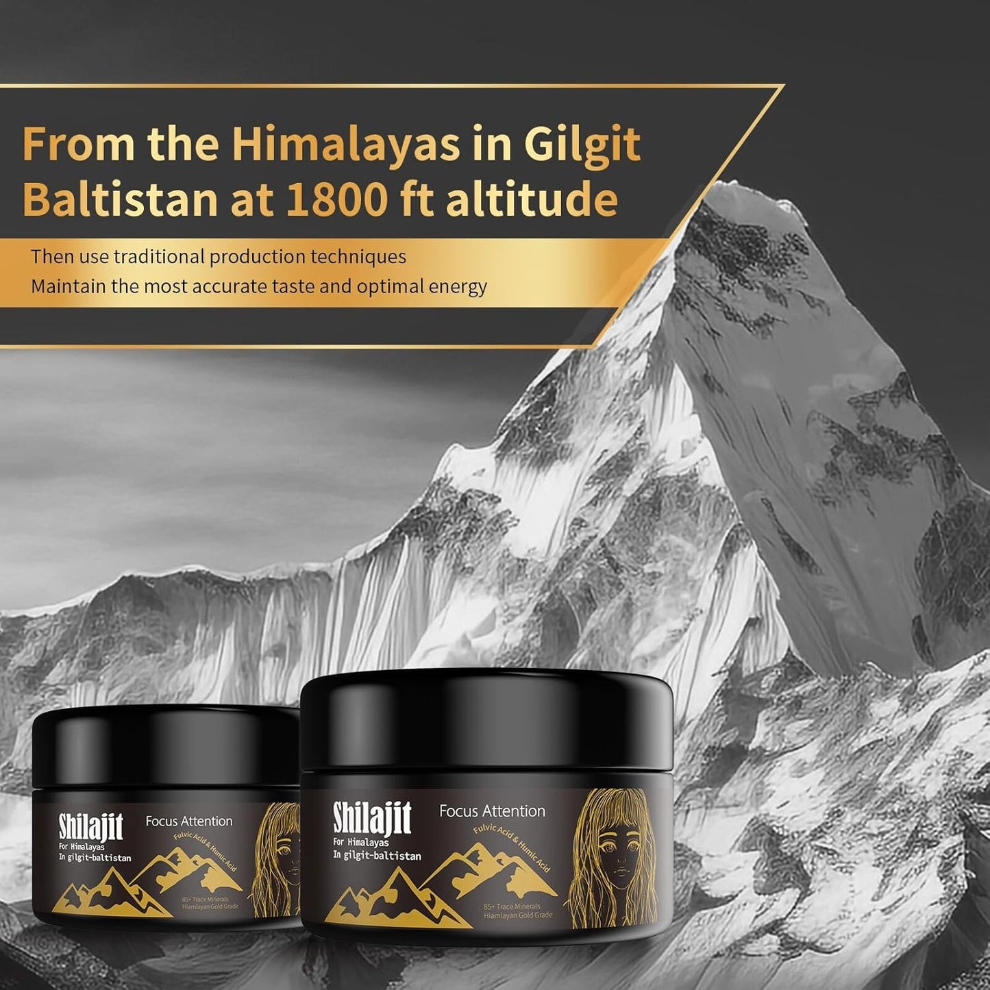 Organic Gold Grade Shilajit Resin with Fulvic Acid for Energy and Immunity - 2 Pack, Men and Women, Pure Himalayan Resin with 85+ Trace Minerals