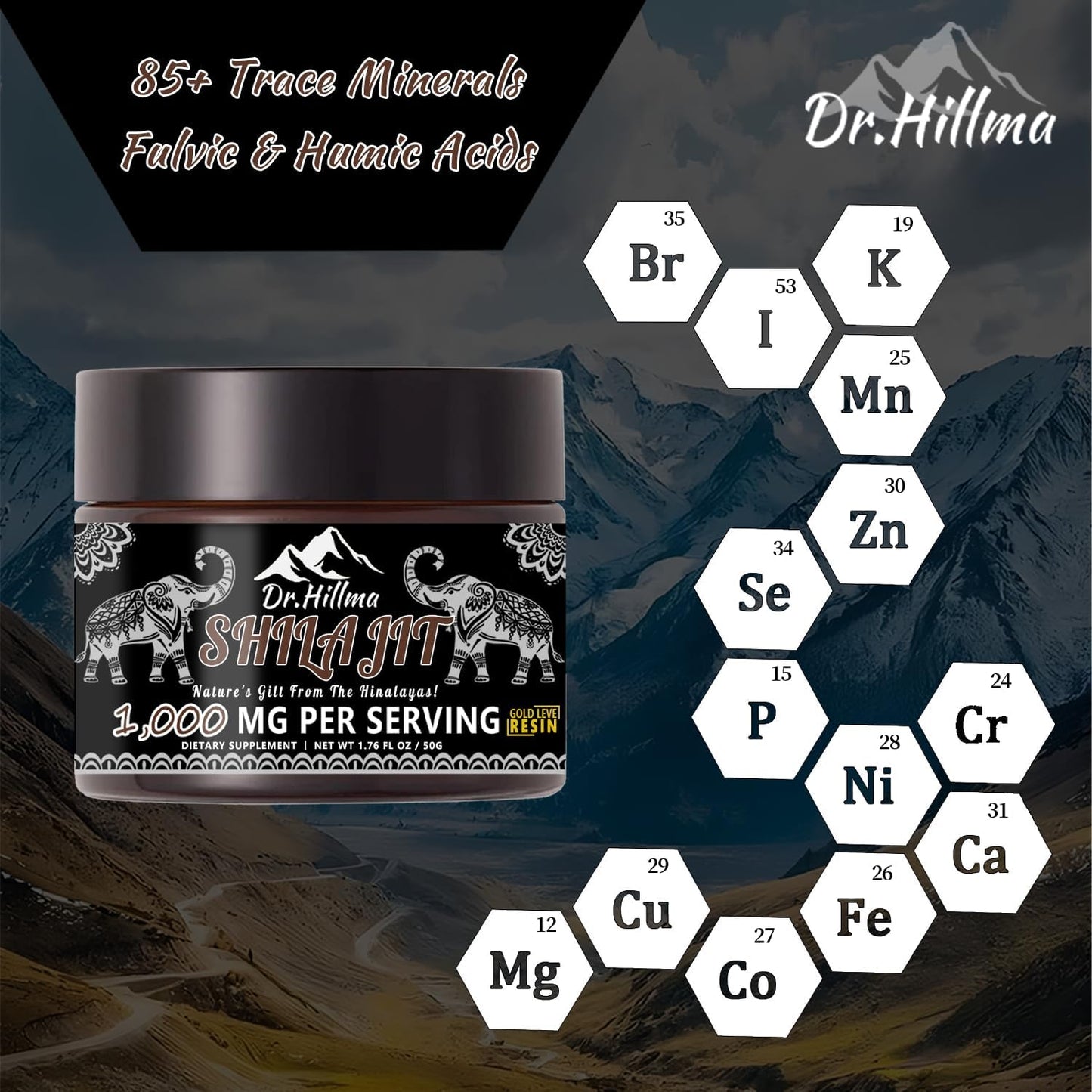 Organic Golden Grade A Shilajit Resin 1000mg x 2 Pack - High Potency Energy & Immune Support with Fulvic Acid - 50g
