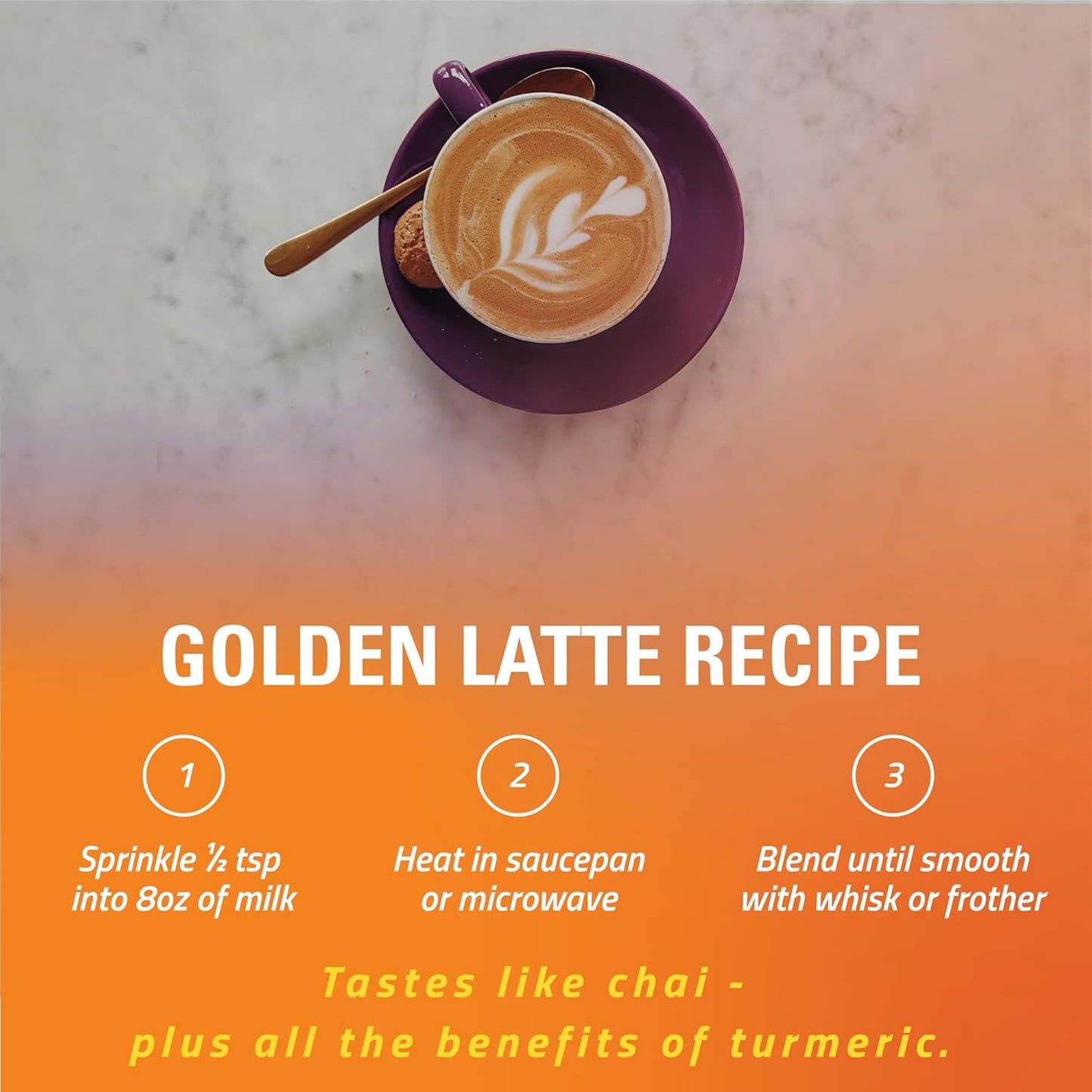 Organic Golden Milk Turmeric Powder Mix with Ginger, Black Pepper, Curcumin, Cinnamon, Cardamom - Non-GMO, Vegan, Keto and Ayurvedic Blend