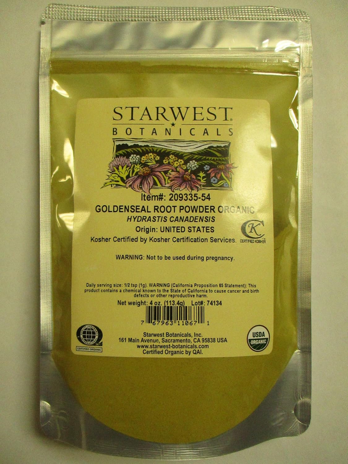 Organic Goldenseal Root Powder - 4 Ounces by Starwest Botanicals