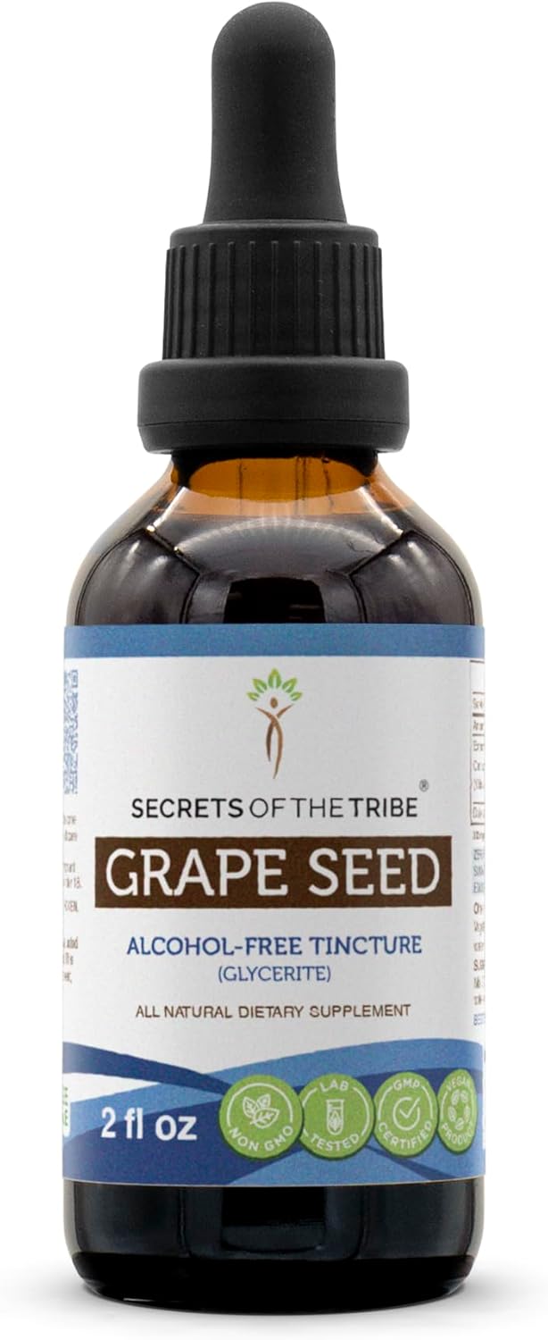 Organic Grape Seed Extract Tincture - Alcohol-Free Liquid - 2 FL OZ - Vitis Vinifera Dried Seed - Herbal Supplement