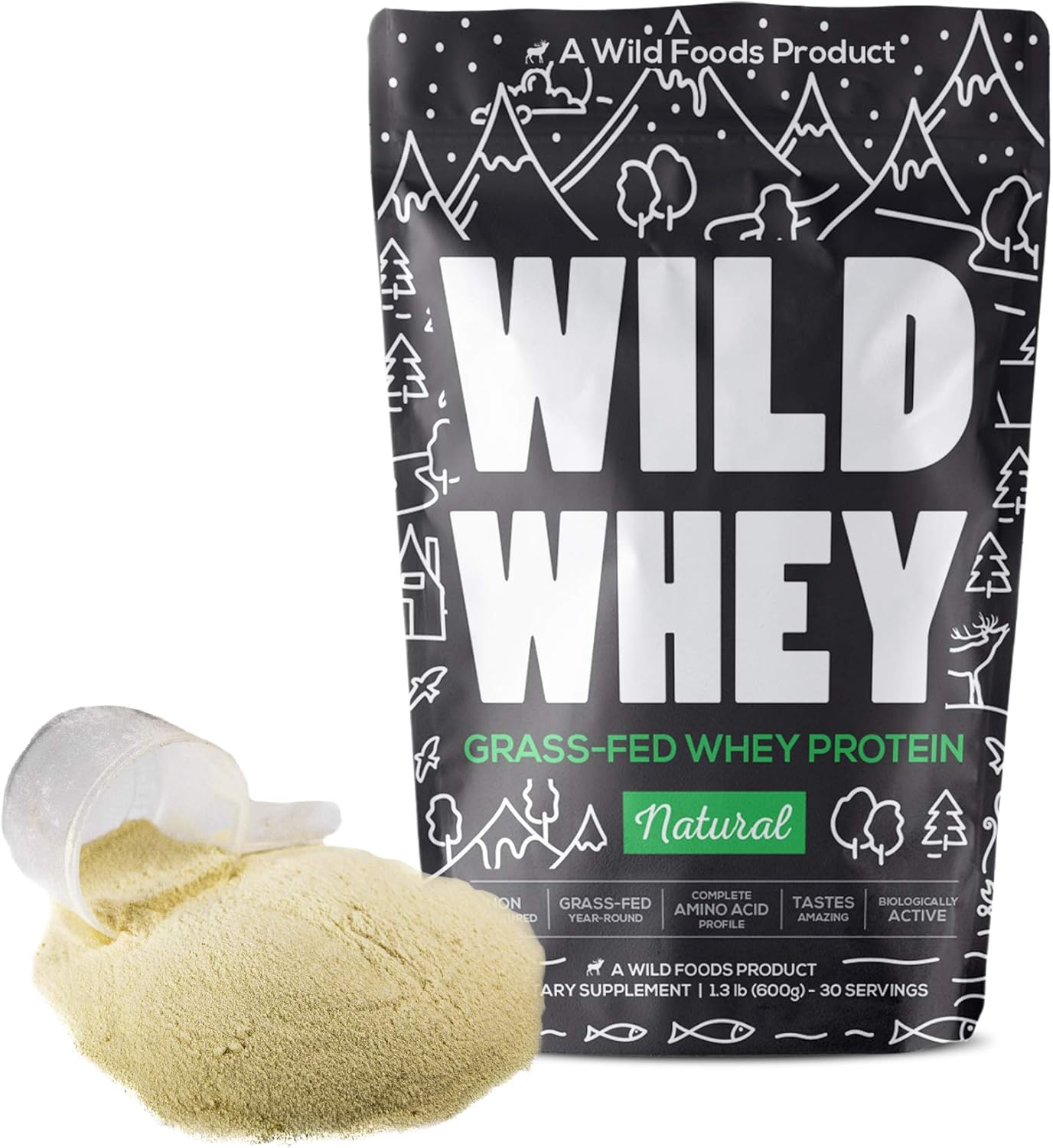 Organic Grass-Fed Whey Protein Powder, Cold-Processed, Non-Denatured, Low Carb, Keto, Paleo, GMO-Free, Gluten-Free, 480g Protein (1.32 lbs) - U.S.A Made