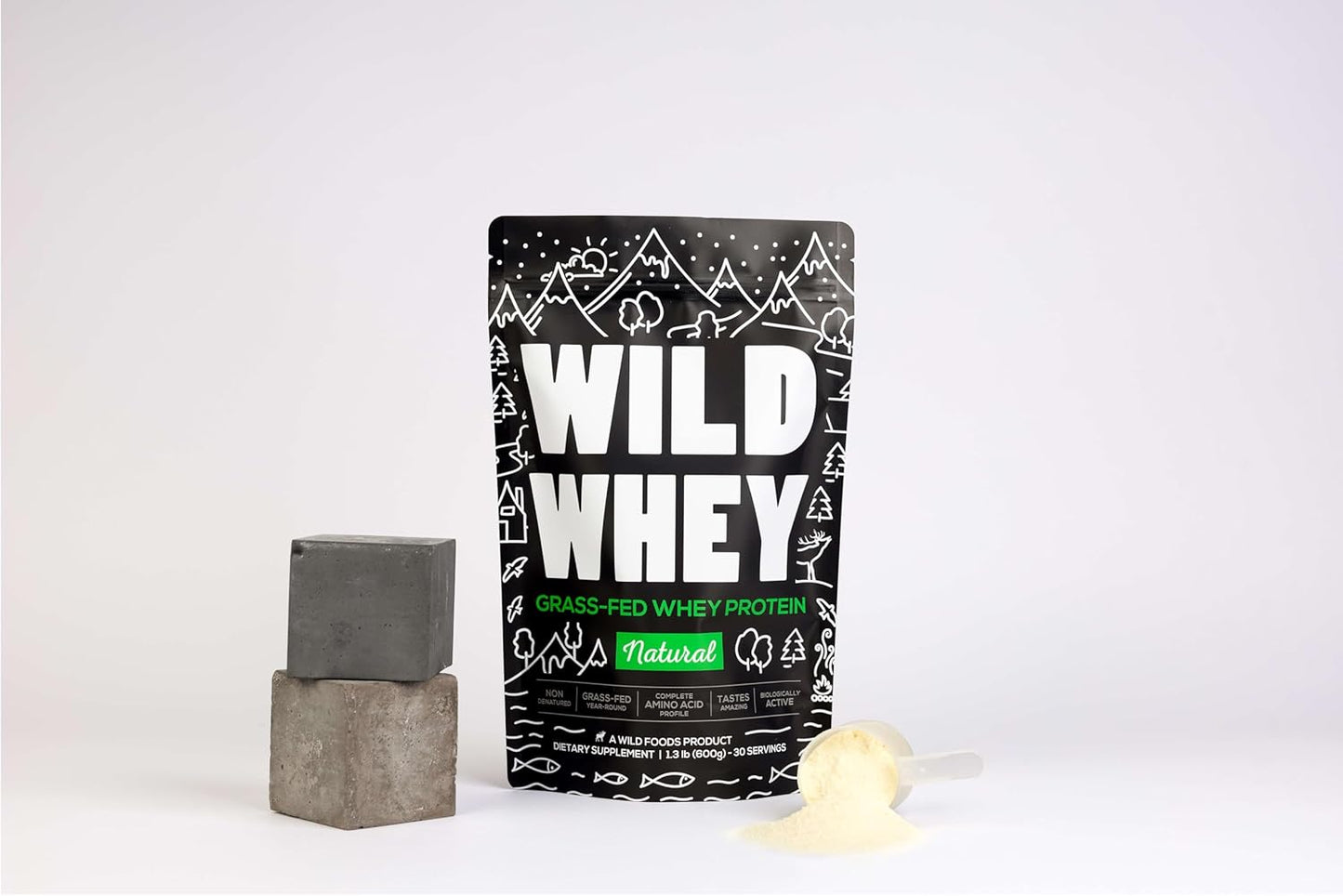 Organic Grass-Fed Whey Protein Powder, Cold-Processed, Non-Denatured, Low Carb, Keto, Paleo, GMO-Free, Gluten-Free, 480g Protein (1.32 lbs) - U.S.A Made