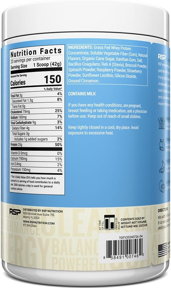 Organic Grass-Fed Whey Protein Powder with Prebiotics & Probiotics for Gut Health - Keto & Gluten Free Meal Replacement Shake - 1.85 lbs