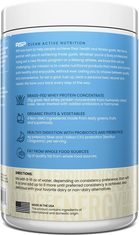 Organic Grass-Fed Whey Protein Powder with Prebiotics & Probiotics for Gut Health - Keto & Gluten Free Meal Replacement Shake - 1.85 lbs