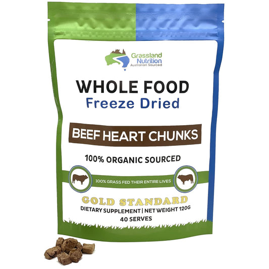 Organic Grassland Nutrition Freeze Dried Chunks with Q10, Vitamin B2, B6, and B12 for Energy - 120g