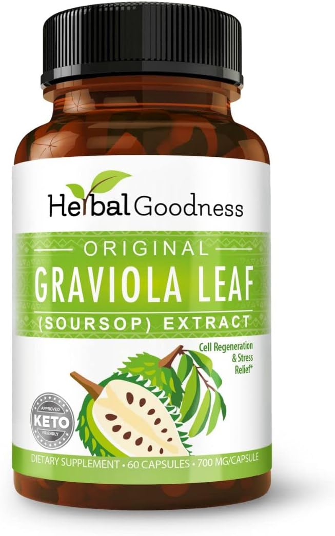 Organic Graviola Soursop Capsules 60ct - 4X Extract, Non-GMO Supplement for Cell Growth and Digestive Support - 700mg Per Serving - BoostGo Australia