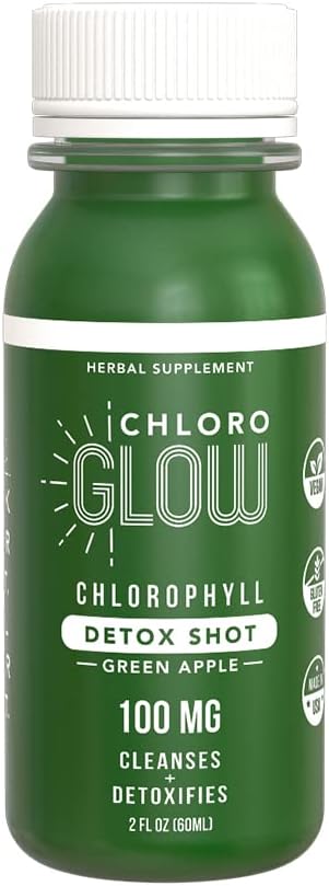 Organic Green Apple Chlorophyll Detox Shot for Energy and Immune Support (1 Pack)
