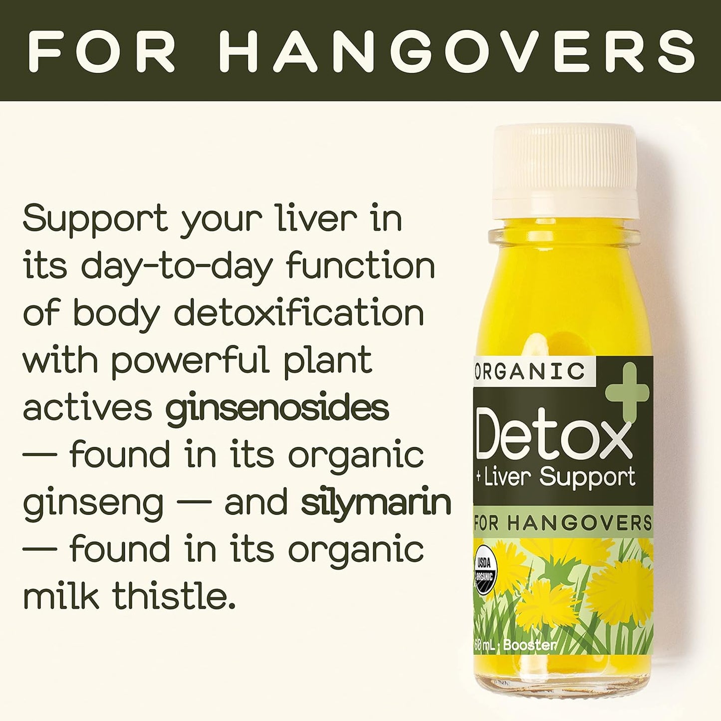 Organic Greenhouse Juice Detox Shots for Immunity & Liver Health - Anti-Inflammatory with Ginseng, Milk Thistle, Dandelion - Vegan & Gluten-Free - 2 Oz, 12 Pack