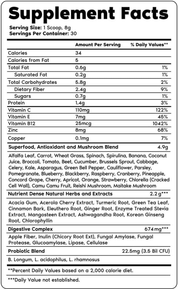 Organic Greens Powder & Vision Supplements with Lutein and Zeaxanthin for Eye Support - Men and Women Bundle