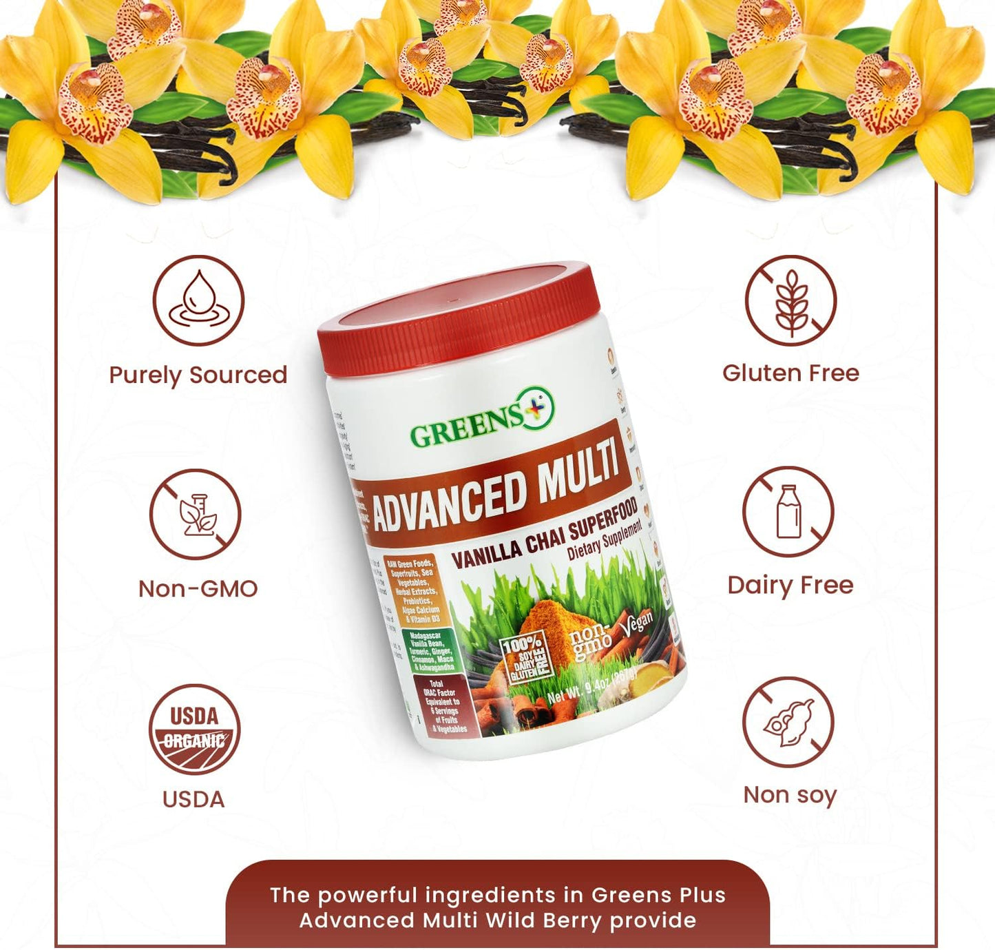 Organic Greens+ Raw Superfood Bundle with Advanced Multi Vanilla Chai - 2 Pack