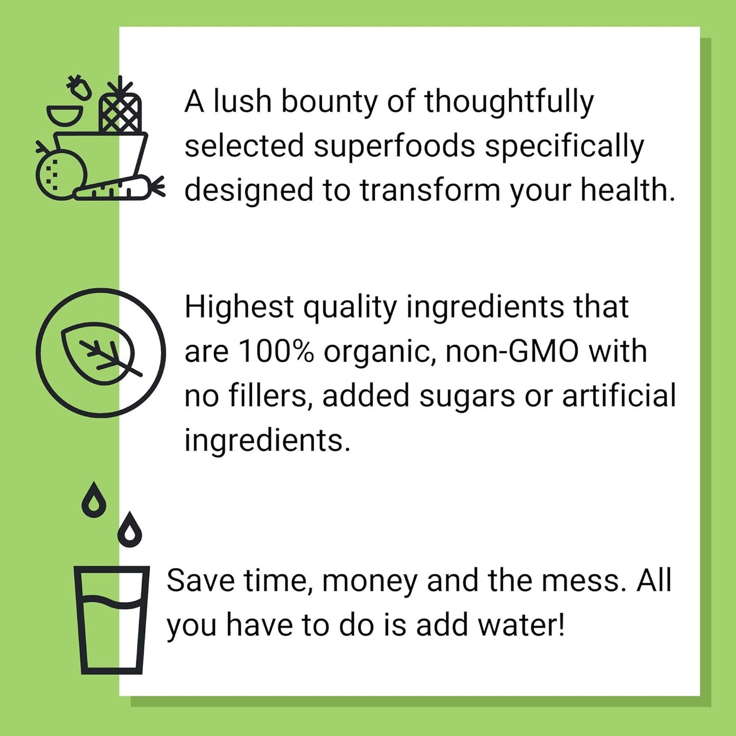 Organic Greens Superfood Powder for Women & Men | Cold-Pressed Vegan Green Powder | Daily Green Superfood (30 Servings)