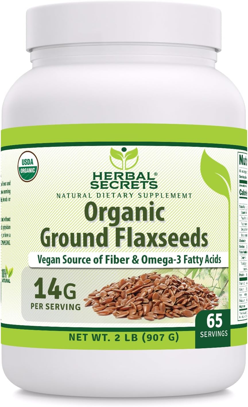 Organic Ground Flaxseed Powder - 2 lbs (65 Servings) | Rich in Fiber & Omega-3 | Vegan Superfood Supplement | Non-GMO & USDA Certified - BoostGo Australia