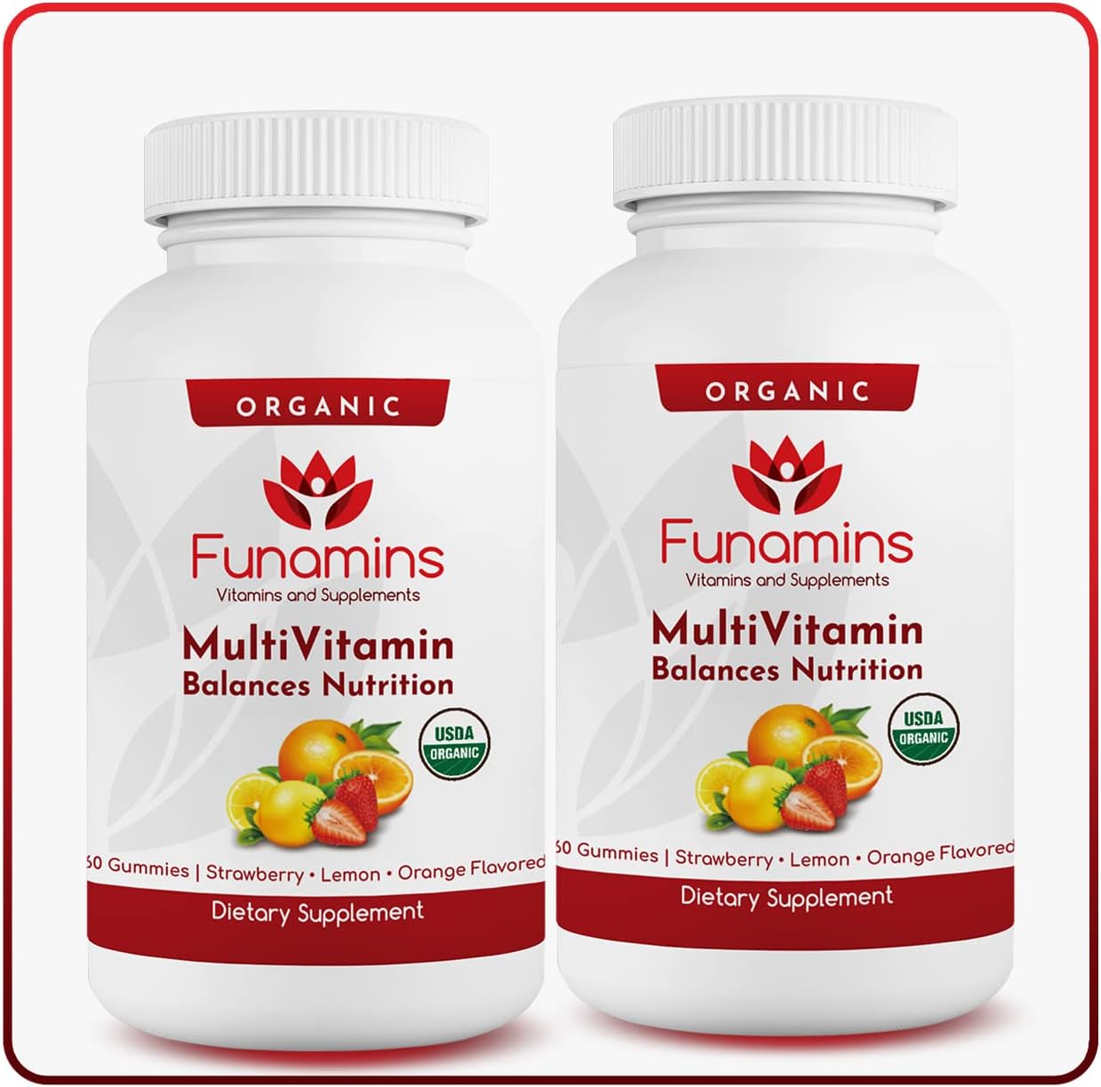 Organic Gummy MultiVitamin 2-Pack, 60 Count Each, 11 Essential Nutrients, Vegan, Assorted Flavors for Kids and Adults