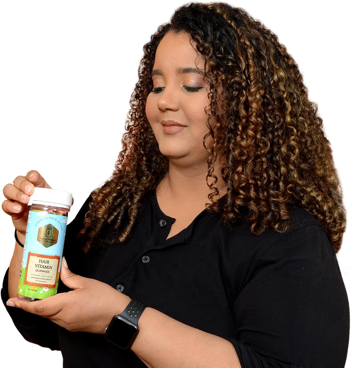 Organic Hair Vitamin Gummies with 5000 mg Biotin, VIT A 630 mcg, Folate 400+ mcg (60 Count)