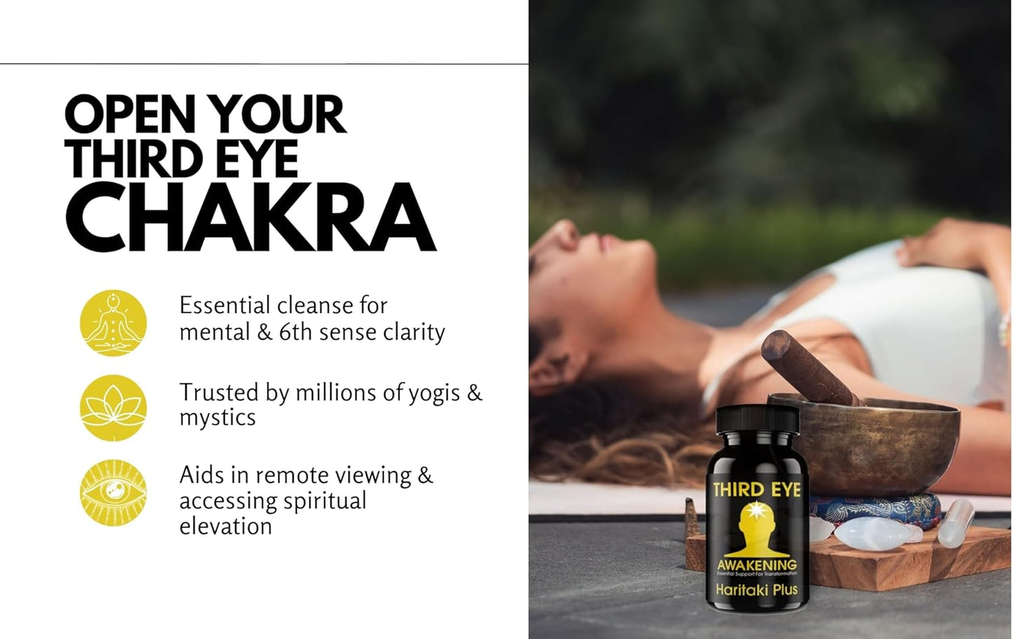 Organic Haritaki Capsules for Third Eye Awakening - 100 Capsules, 650mg Each - Vegan - Kailash Herbals