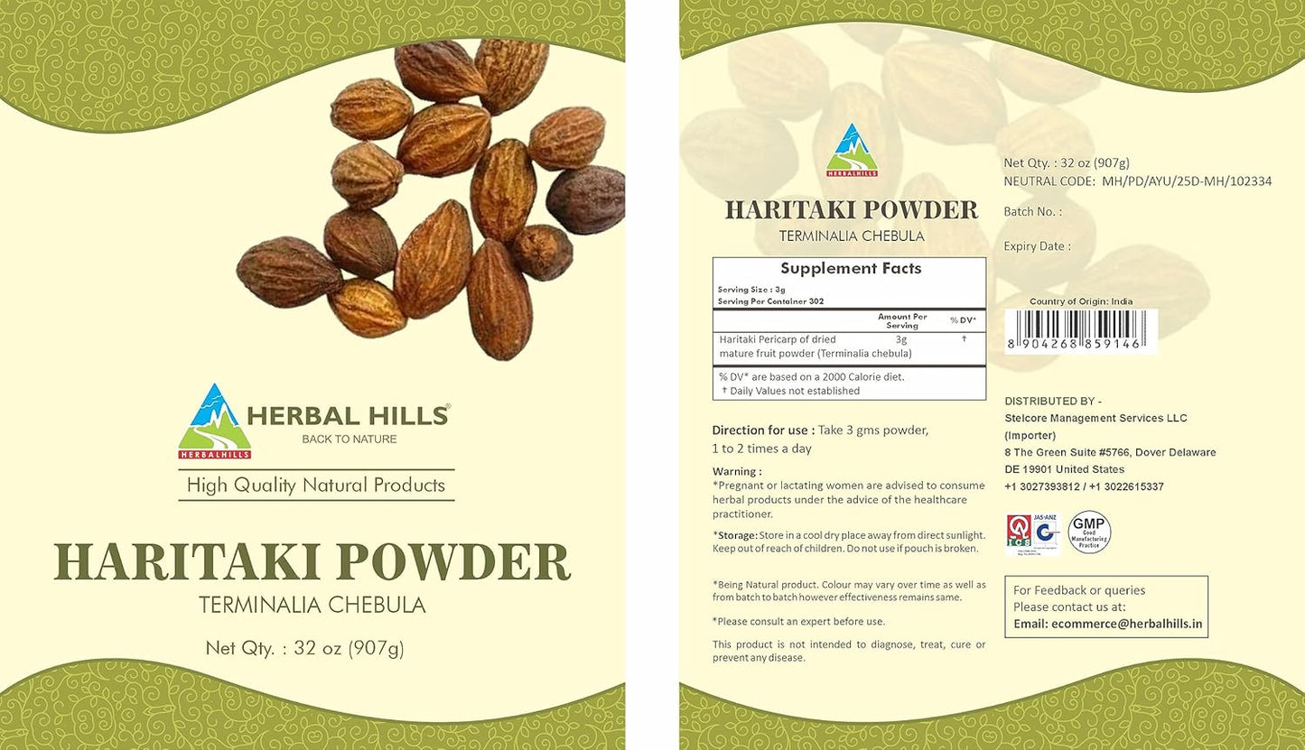 Organic Haritaki Powder Terminalia Chebula Inknut - 2lb Bulk Pack | Herbal Hills