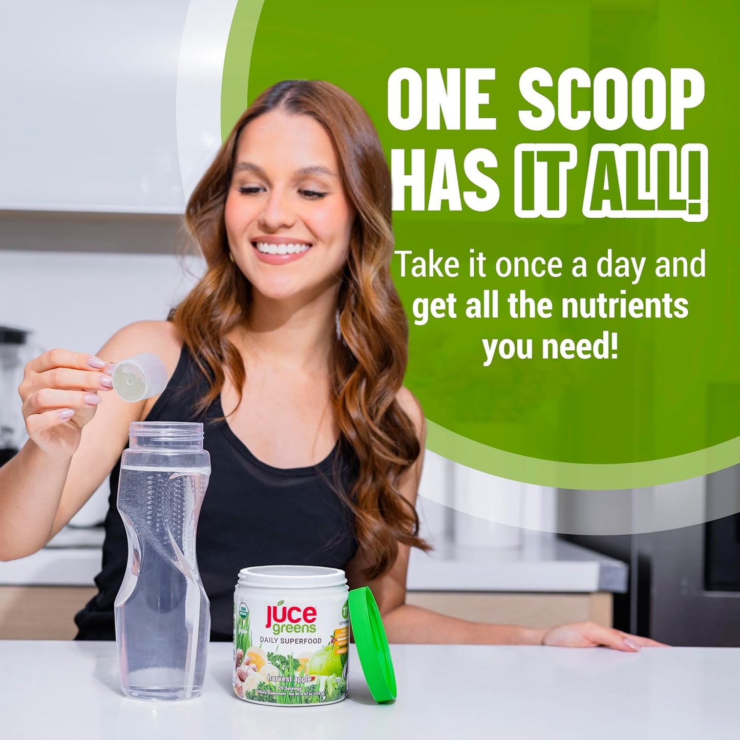 Organic Harvest Apple Superfood Powder with 77 Superfoods and Prebiotic Probiotic Blend - 20 Servings - Terra Kai Organics