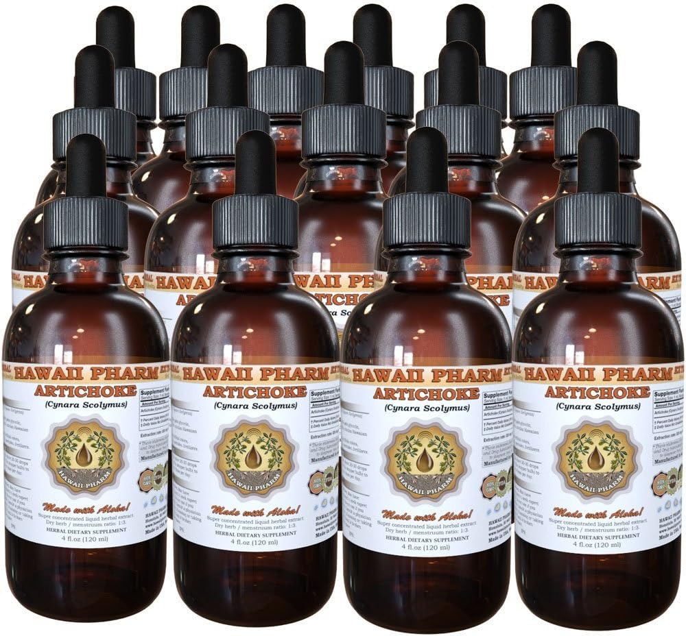 Organic Hawaii Pharm Artichoke Liquid Extract Tincture - 4 oz Bottle x 15, Cynara Scolymus Artichoke