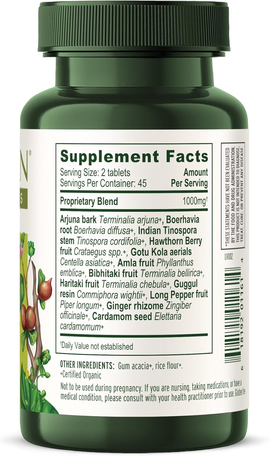 Organic Heart Health Supplement with Hawthorn Berry and Guduchi - 90 Tablets - Non-GMO Vegan Formula for Heart Function