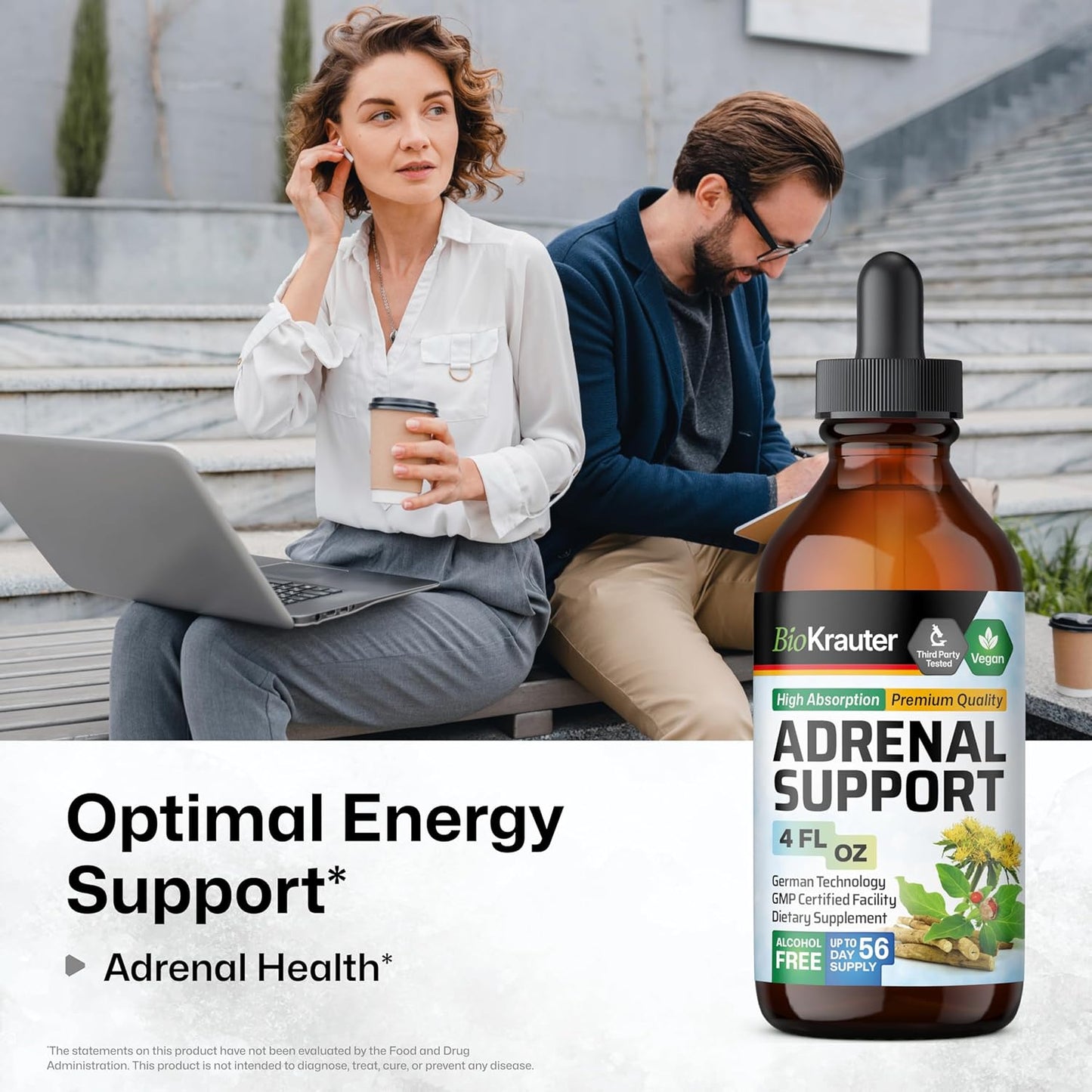Organic Herbal Adrenal Support & Mushroom Tincture Combo - 4 Fl. Oz. Each