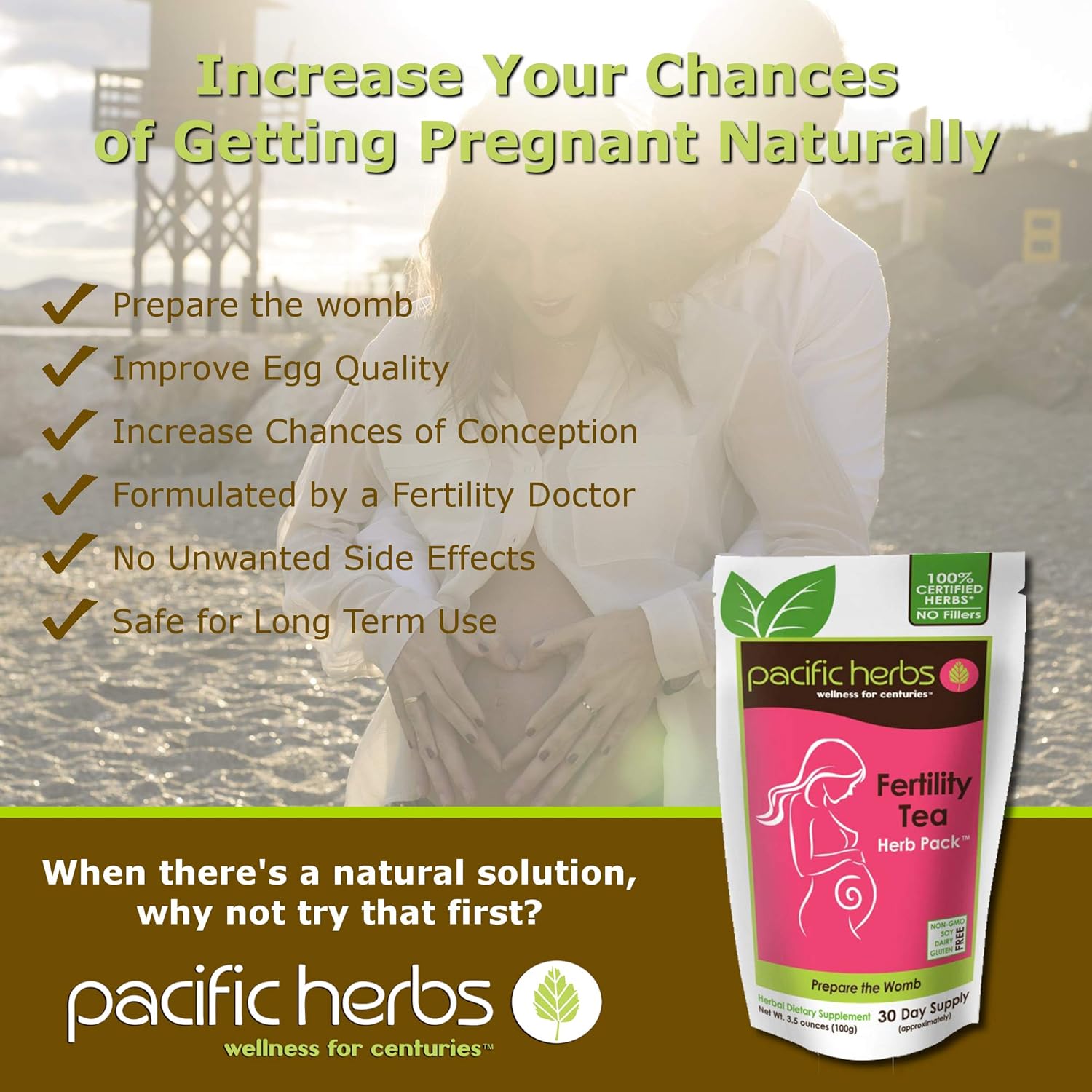 Organic Herbal Fertility Tea Extract for Natural Conception Boost