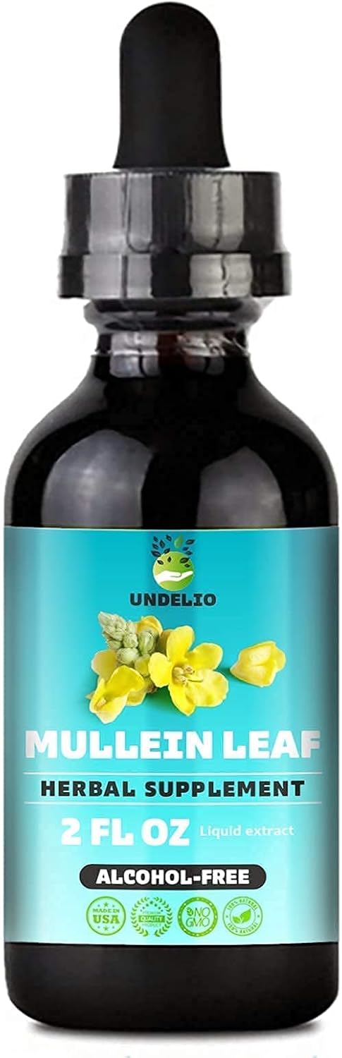 Organic Herbal Mullein Leaf Extract Tincture for Respiratory, Lung, Sleep, Digestive Support - Non-GMO, Vegan - 2 fl. Oz - Immune Health & Lung Detox