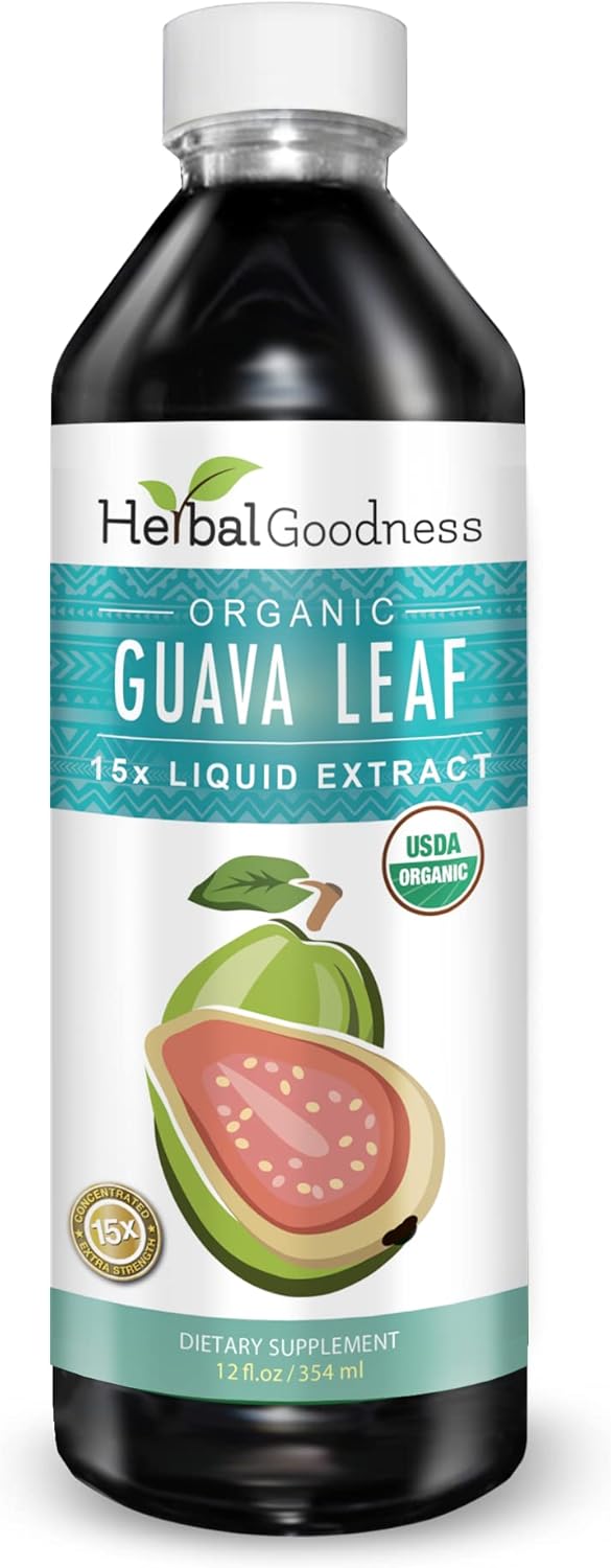 Organic Herbal Papaya Guava Leaf Extract Juice for Sleep Support, Hair Re-Growth, Skin & Nails - 100% Pure, Kosher, Made in USA - 12 Pack of 12 oz Bottles
