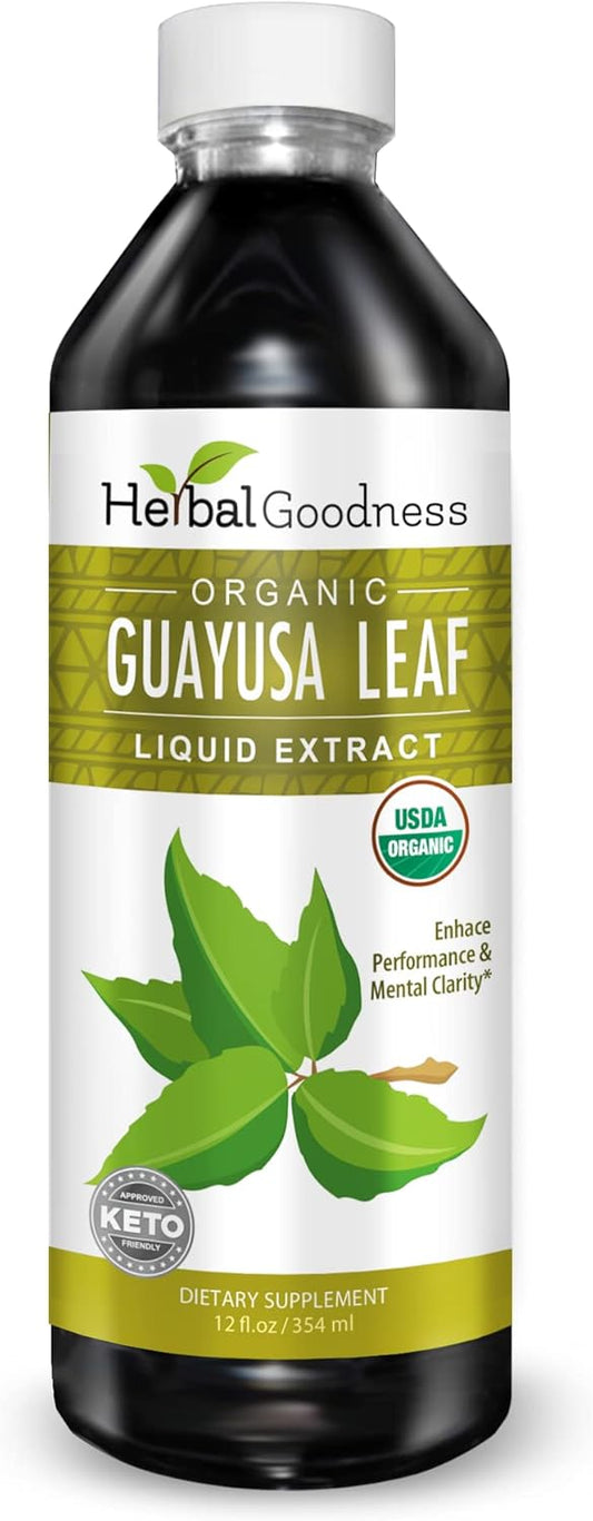 Organic Herbal Papaya Guayusa Extract 12oz - Natural Caffeine Energy Drink for Energy, Mood, Concentration, Immunity, Digestion - Made in USA