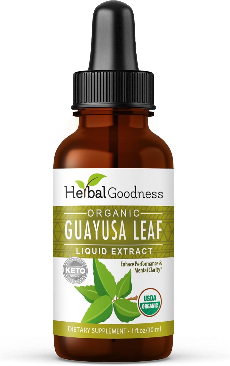 Organic Herbal Papaya Guayusa Leaf Extract Energy Supplement for Brain Focus and Stamina - Natural Caffeine Drink, Coffee Alternative, Stress Relief - 1oz Bottle - Herbal Goodness