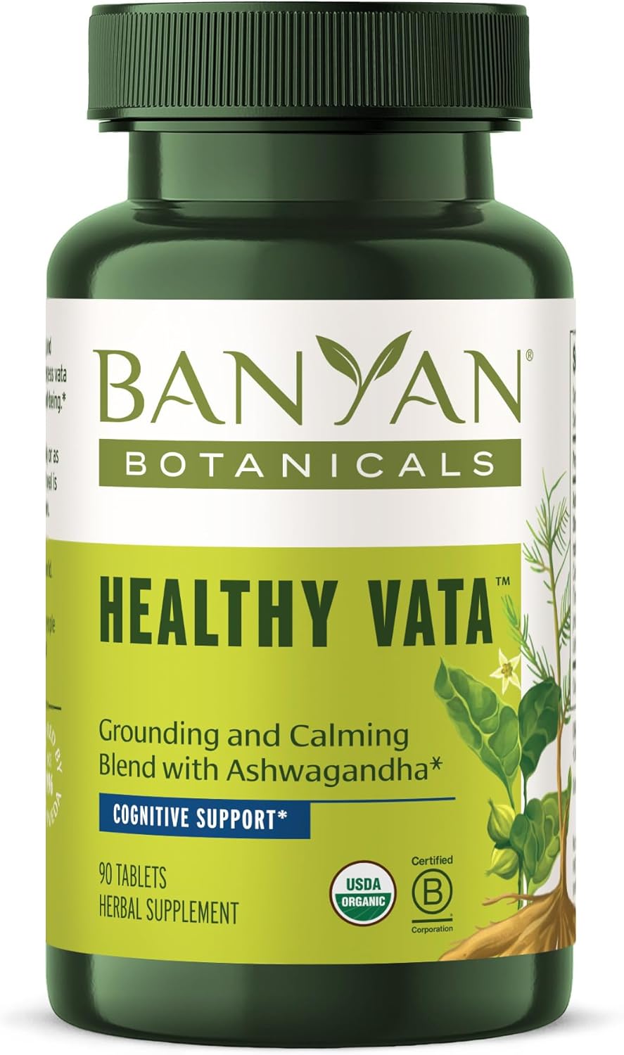 Organic Herbal Supplement for Calm and Balanced Well-being - 90 Tablets - Non-GMO Vegan Formula with Ashwagandha, Shatavari and Ayurvedic Herbs
