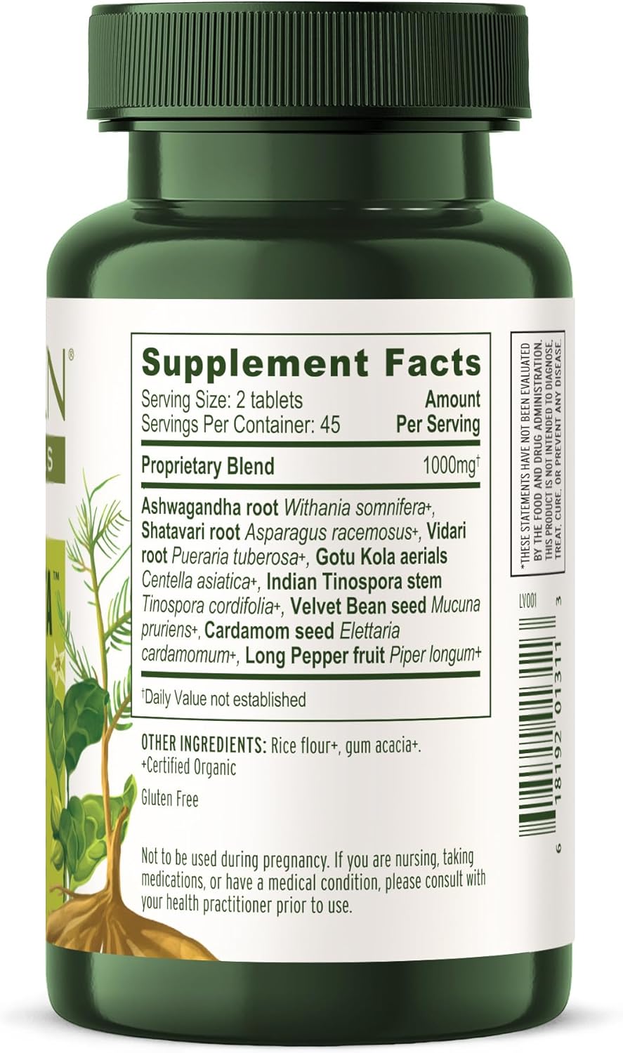 Organic Herbal Supplement for Calm and Balanced Well-being - 90 Tablets - Non-GMO Vegan Formula with Ashwagandha, Shatavari and Ayurvedic Herbs