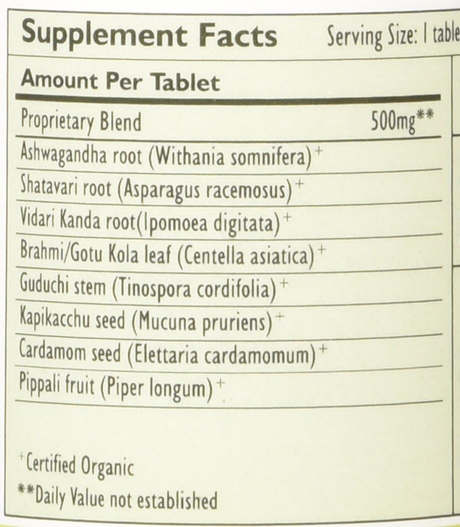 Organic Herbal Supplement for Calm and Balanced Well-being - 90 Tablets - Non-GMO Vegan Formula with Ashwagandha, Shatavari and Ayurvedic Herbs