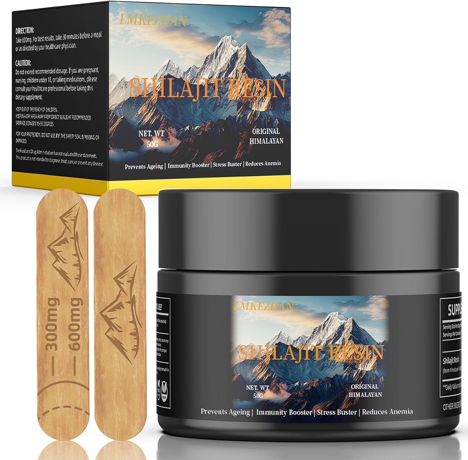 Organic High Potency Gold Grade Himalayan Natural Shilajit Resin - 50G Energy Supplement & Immune Support for Men & Women - Trace Minerals & Fulvic Acid - Lab Tested Pure Shilajit