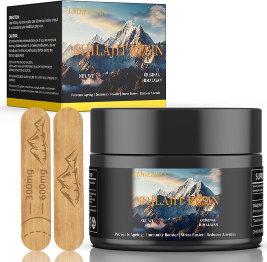 Organic High Potency Gold Grade Himalayan Natural Shilajit Resin - 50G Energy Supplement & Immune Support for Men & Women - Trace Minerals & Fulvic Acid - Lab Tested Pure Shilajit