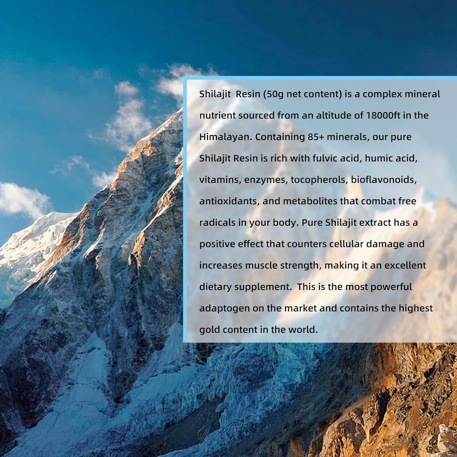 Organic High Potency Gold Grade Himalayan Natural Shilajit Resin - 50G Energy Supplement & Immune Support for Men & Women - Trace Minerals & Fulvic Acid - Lab Tested Pure Shilajit