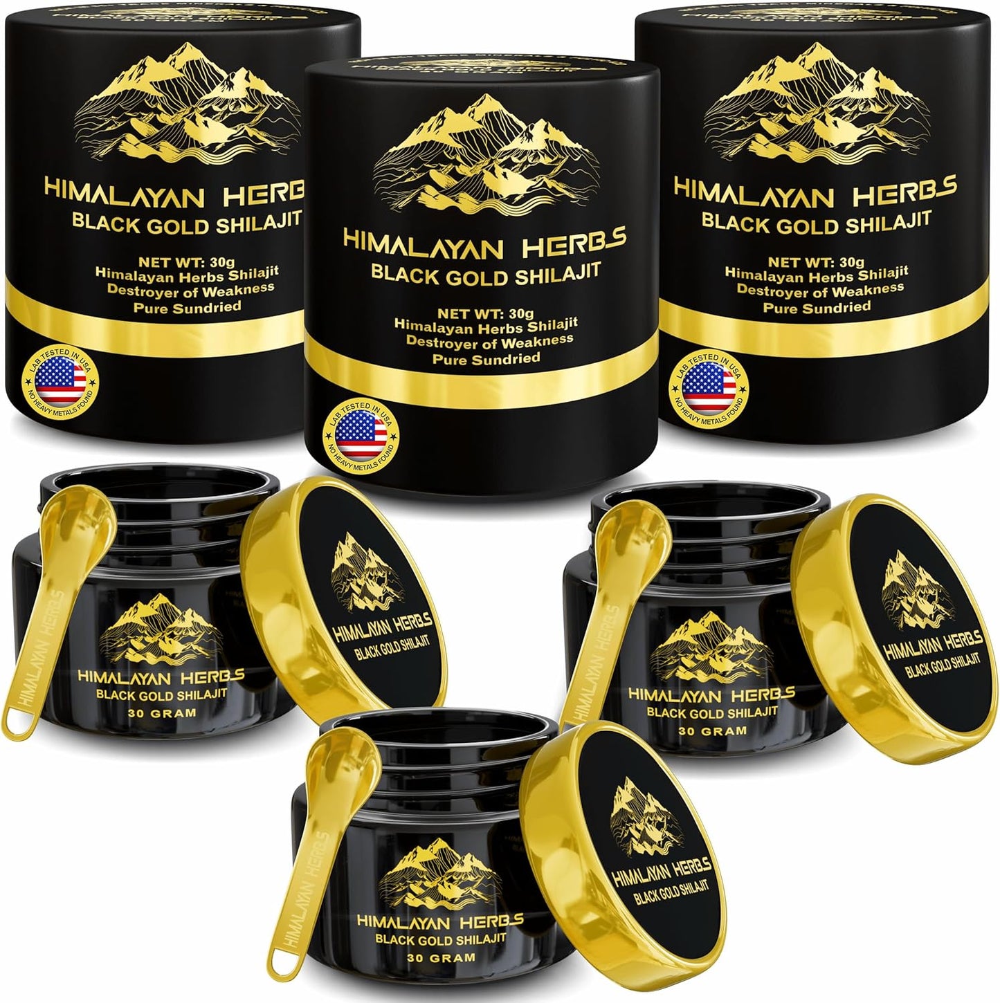Organic Himalayan Herbs Shilajit Resin 90g | 100% Pure Sundried Gold Grade | Men & Women | Fulvic Acid & 85+ Trace Minerals | Organic
