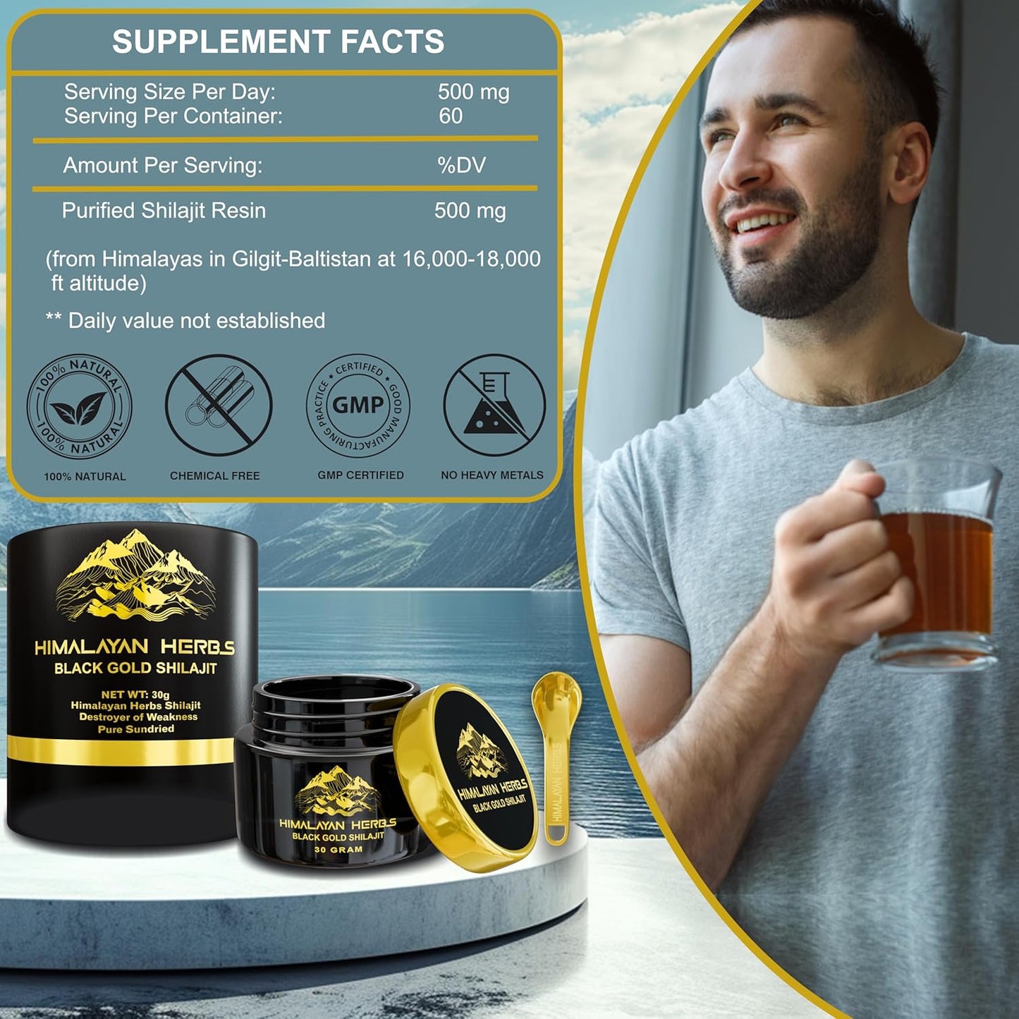 Organic Himalayan Herbs Shilajit Resin 90g | 100% Pure Sundried Gold Grade | Men & Women | Fulvic Acid & 85+ Trace Minerals | Organic